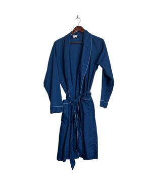 Vtg Royal Knight Mens Size M Blue Robe Dacron Polyester Belted Made USA Piped